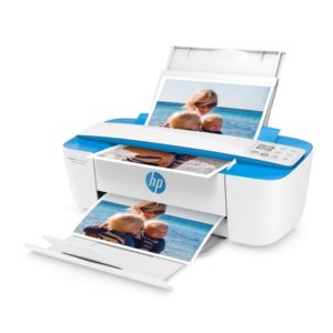 HP DeskJet Ink Advantage 3775 All-in-One, 3700 Series, Left facing, Open, with input and output