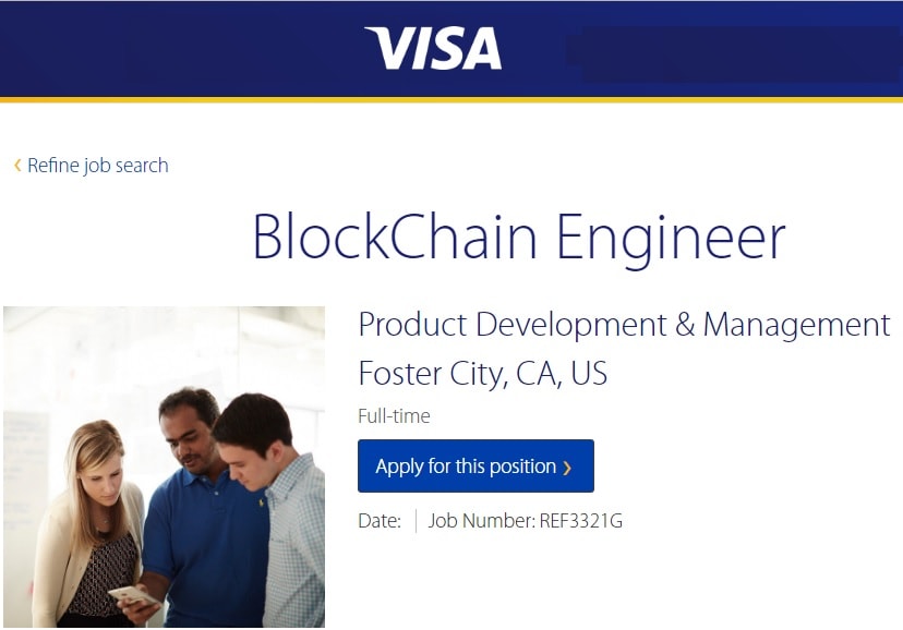 Visa abre vaga para desenvolvedor de blockchain